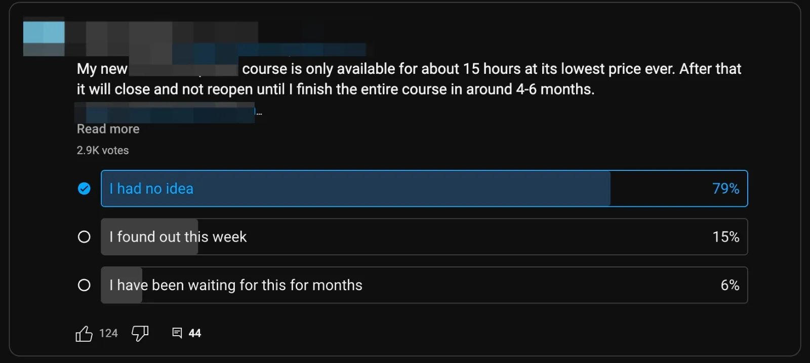 Poll showing 79% didn't know about the launch